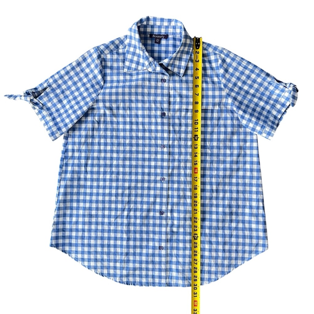 Roamans Gingham Button Down Shirt Womans 14W Plus Western Retro Rodeo Preppy - Picture 10 of 10